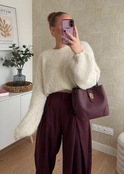 Pantalon à rayures bordeaux - ZAIA