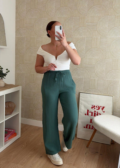 Pantalon céladon - GAZE DE COTON