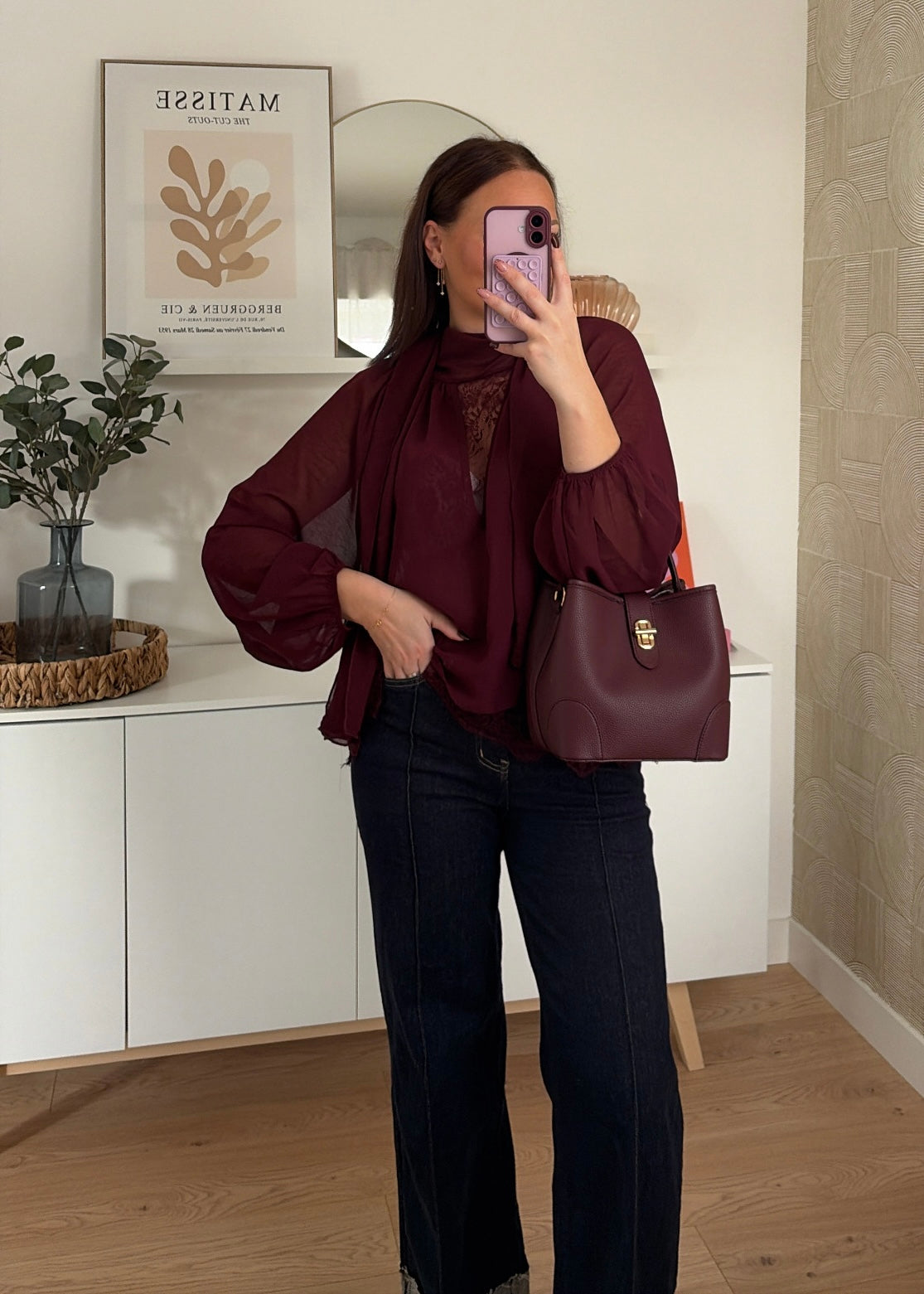 Blouse dentelle - BURGUNDY