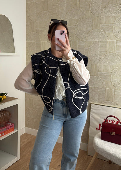 Gilet brodé navy - SKIPPY
