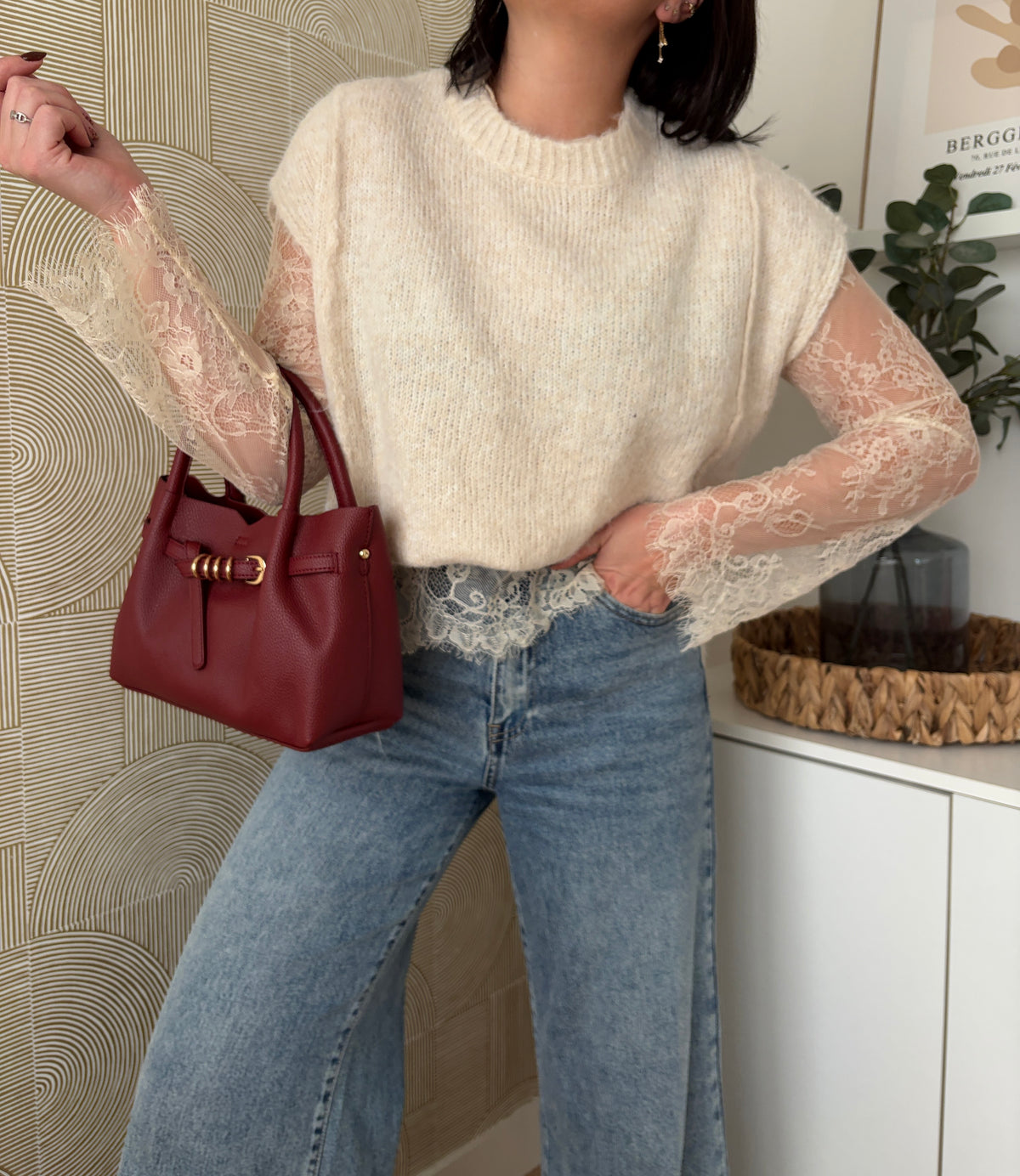 Pull dentelle écru - LOU