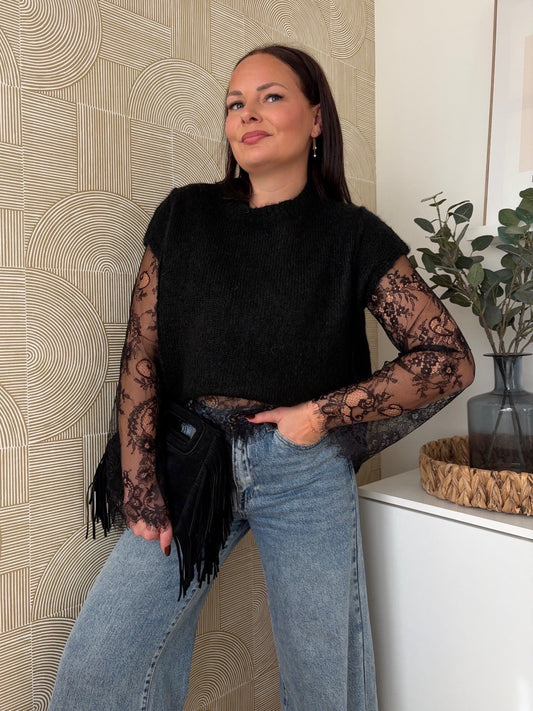 Pull dentelle noir - LOU
