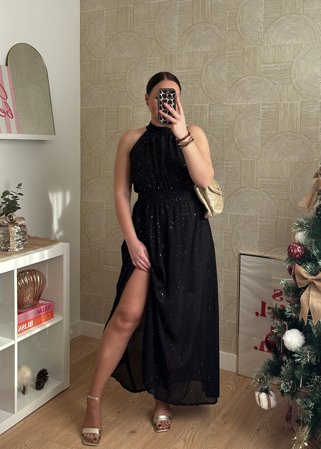 Robe longue noire "L'ÉTINCELANTE"