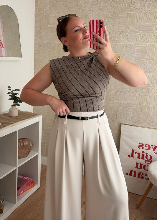 Top froncé taupe - ARIA