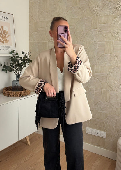 Blazer beige à revers - LEO