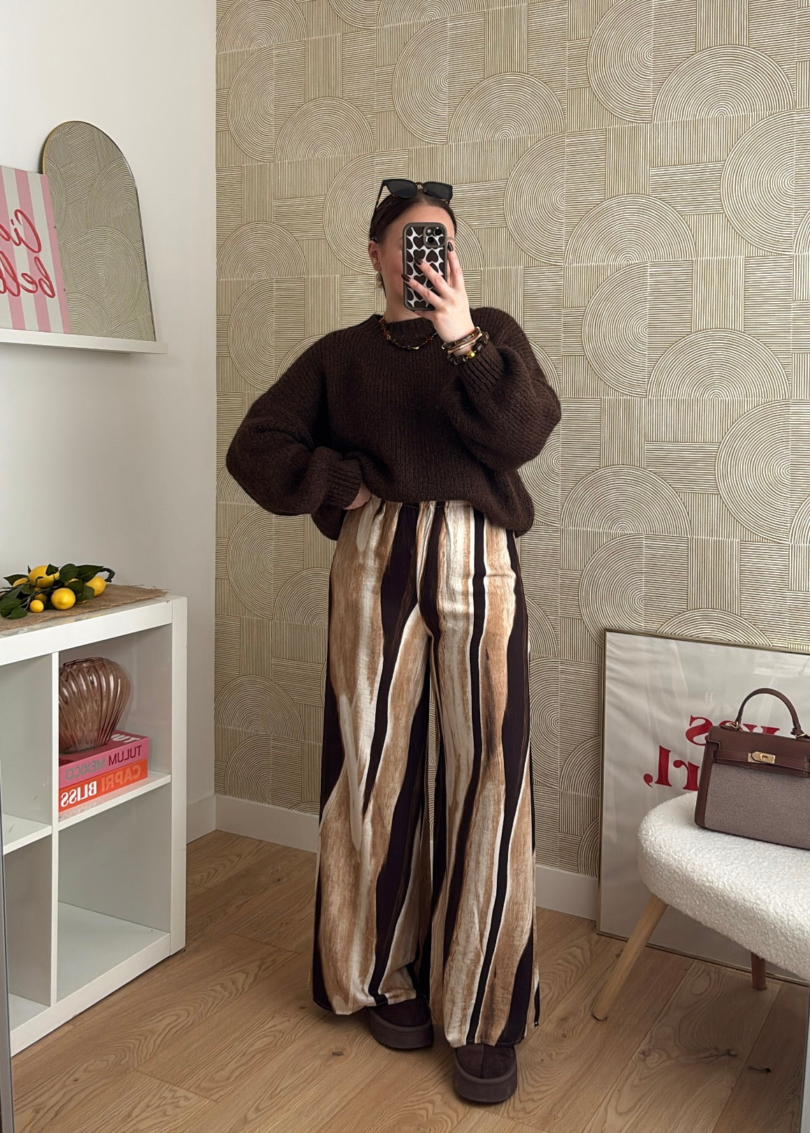 Pantalon rayé - LATTE