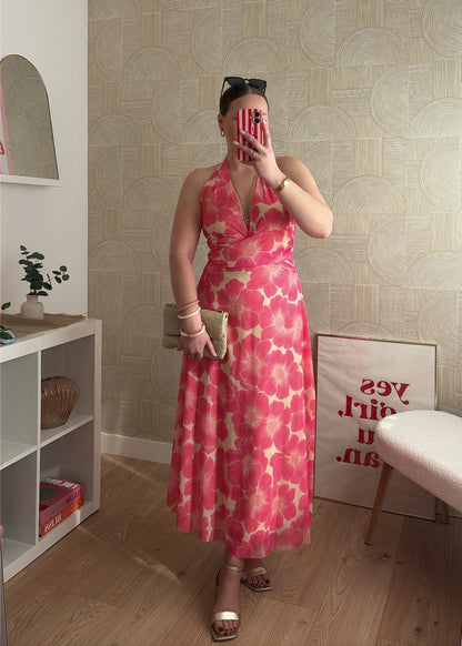 Robe longue corail - FLOWERS