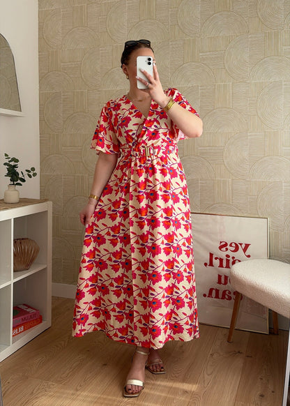 Robe fleurie - FUCHSIA