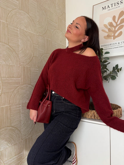 Pull asymétrique bordeaux - ORIA