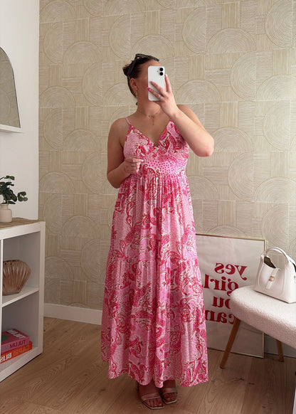 Robe longue bohème rose - AZURA
