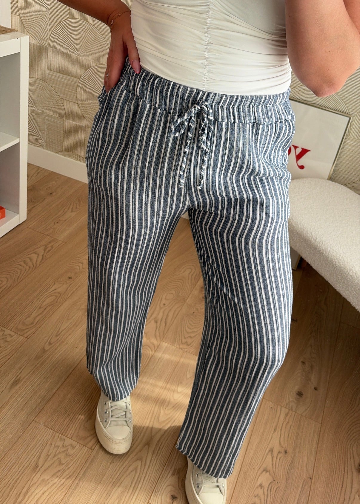 Pantalon rayures navy - GAZE DE COTON