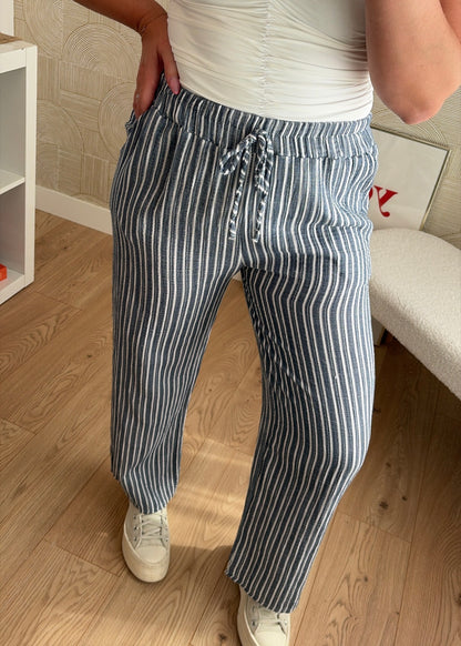 Pantalon rayures navy - GAZE DE COTON