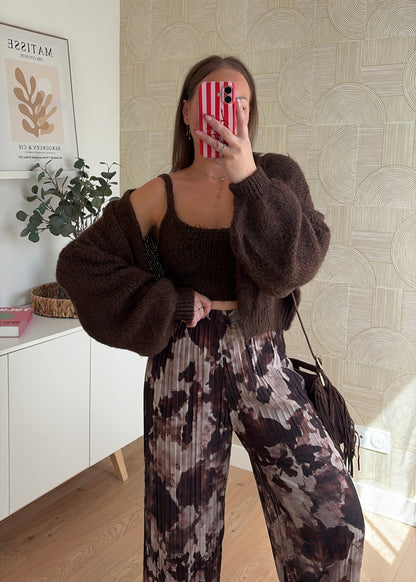 Pantalon plissé choco - LEELOO