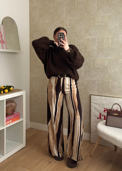 Pantalon rayé - LATTE