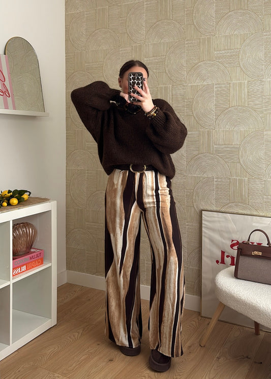 Pantalon rayé - LATTE