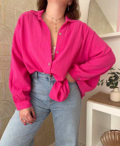 Chemisier fuchsia - GAZE DE COTON