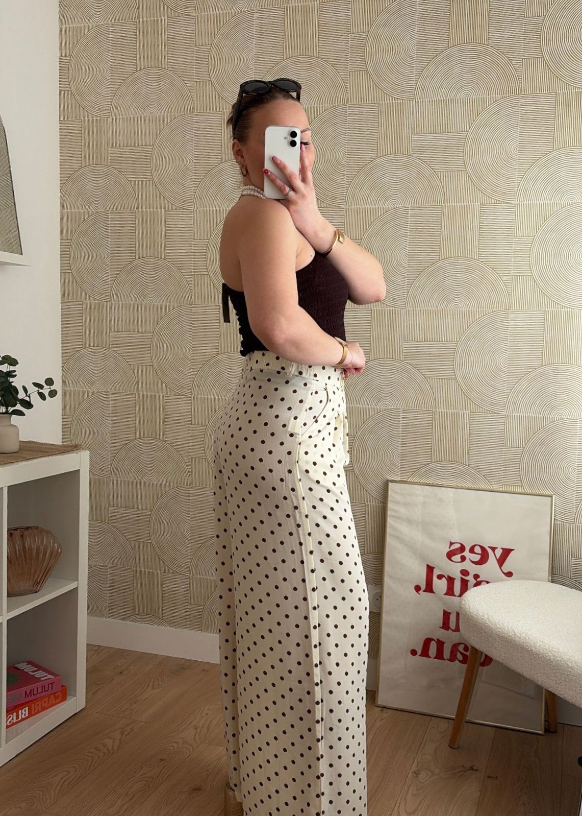 Pantalon beige/choco - POIS