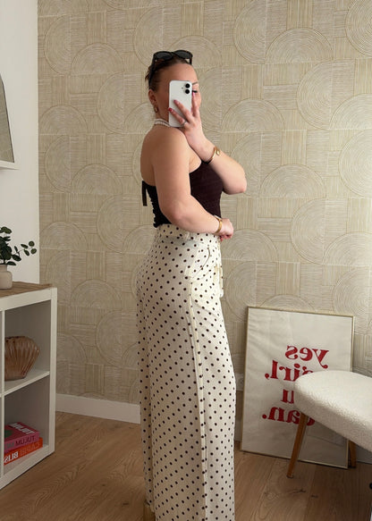 Pantalon beige/choco - POIS