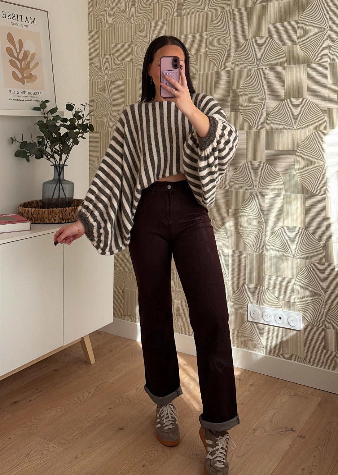 Pull rayé marron clair - ALIX