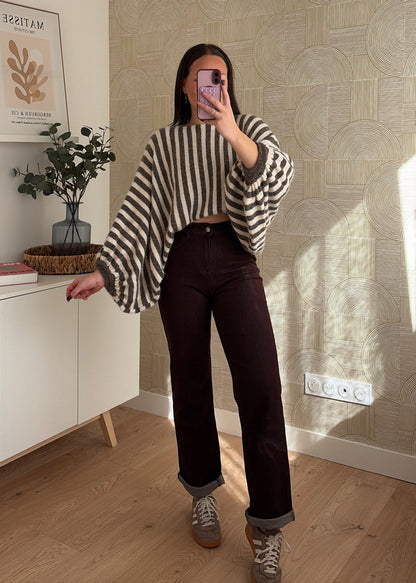 Pull rayé marron clair - ALIX