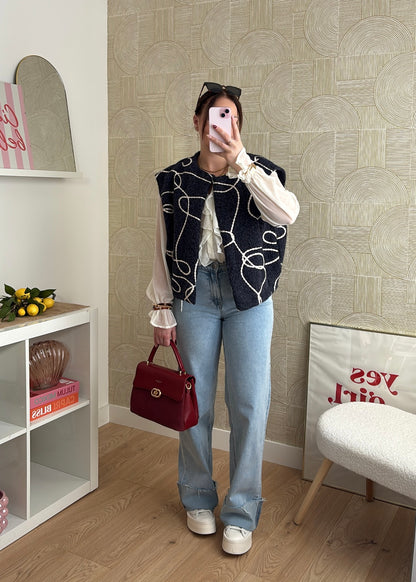 Gilet brodé navy - SKIPPY