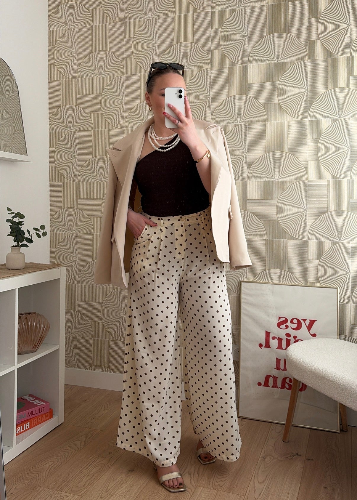 Pantalon beige/choco - POIS