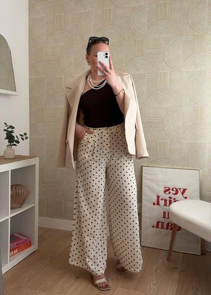 Pantalon beige/choco - POIS