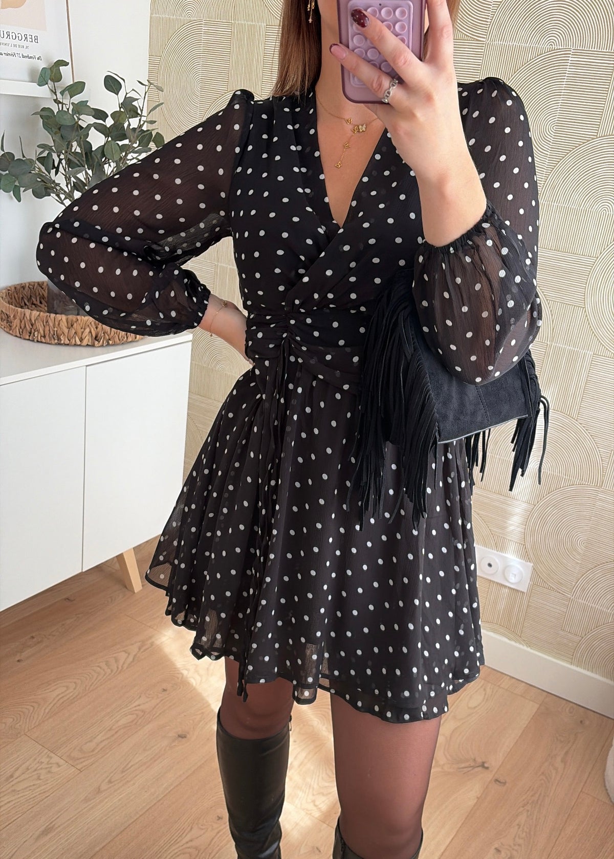 Robe noire à pois - CASSIE