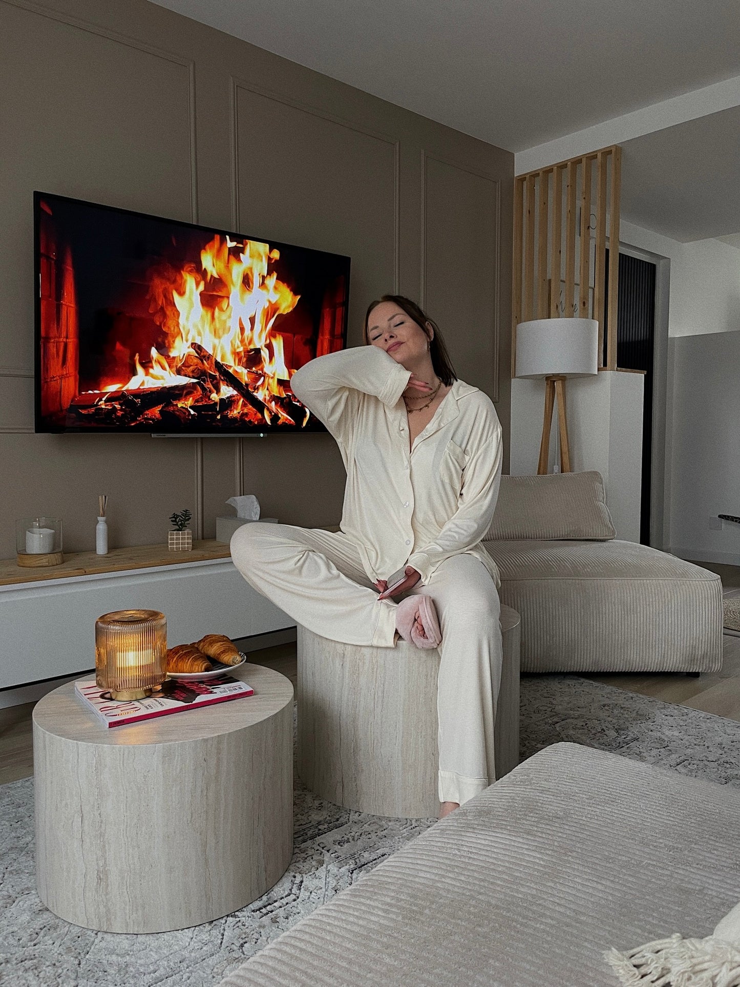 Ensemble de pyjama écru - CÔTELÉ