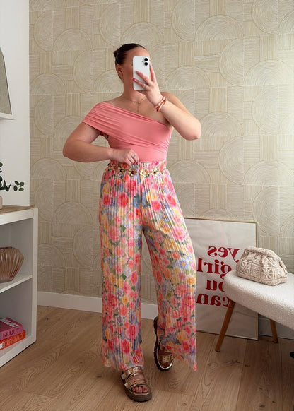 Pantalon plissé à fleurs - MIA