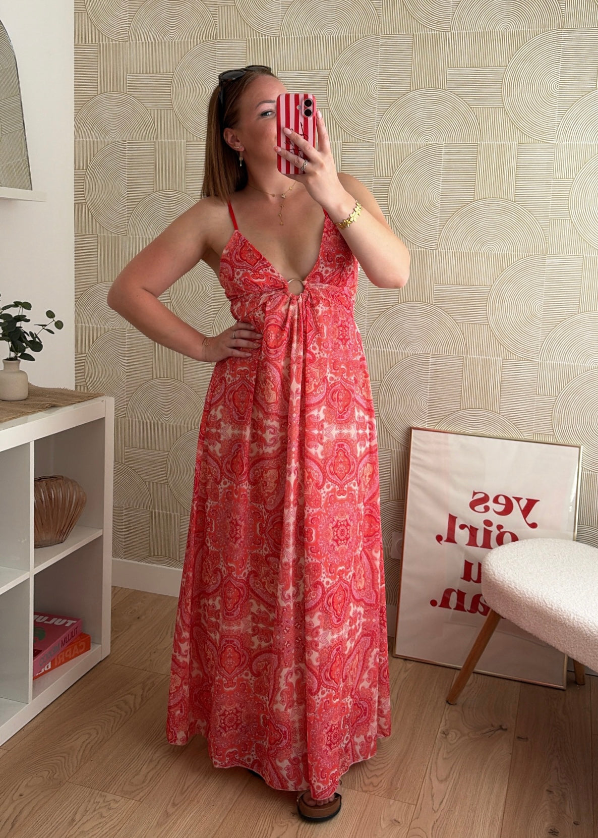 Robe longue corail - SIENNA