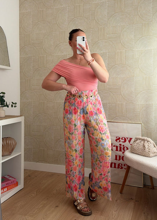 Pantalon plissé à fleurs - MIA