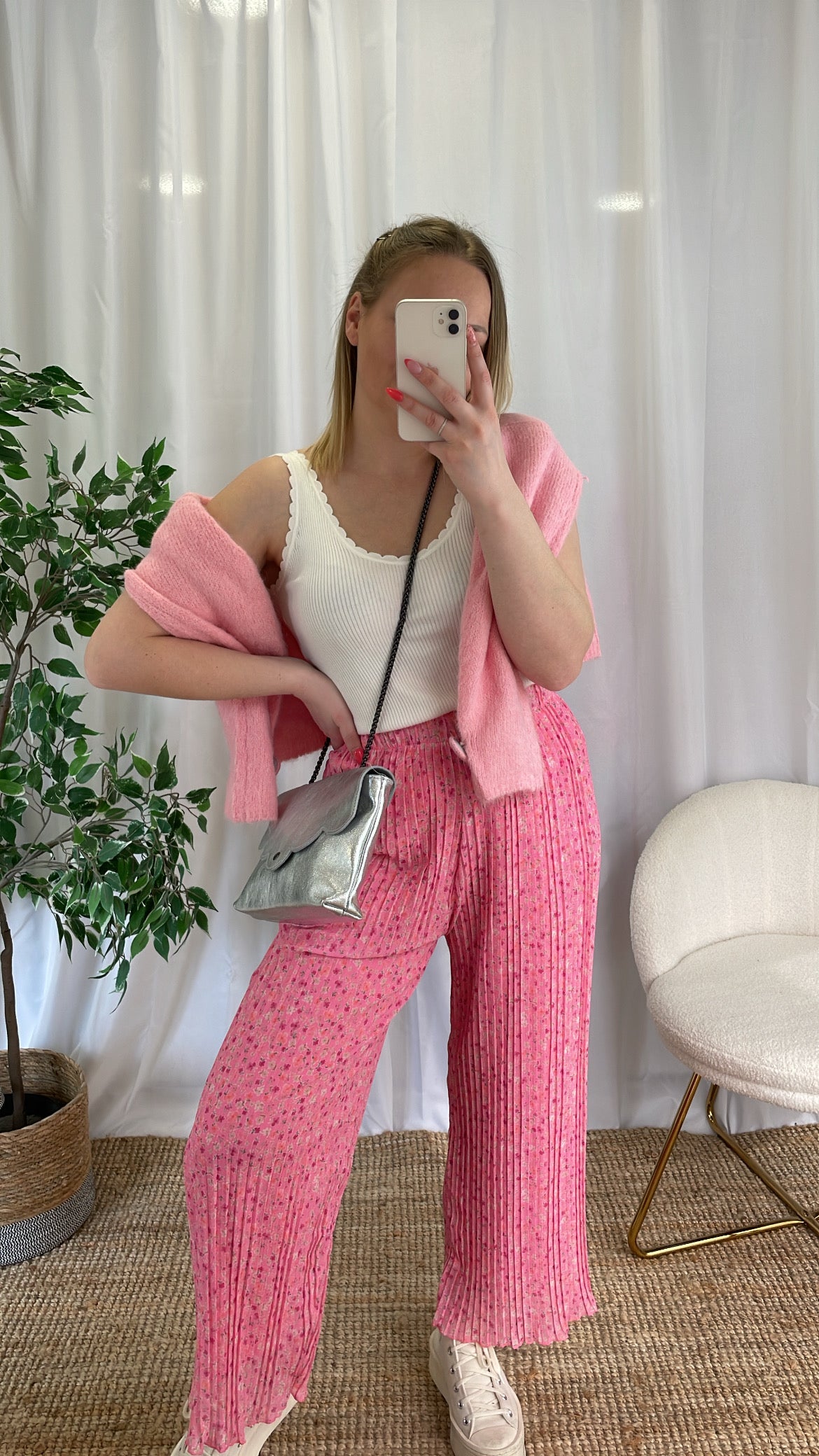 Pantalon plissé rose little FLOWERS