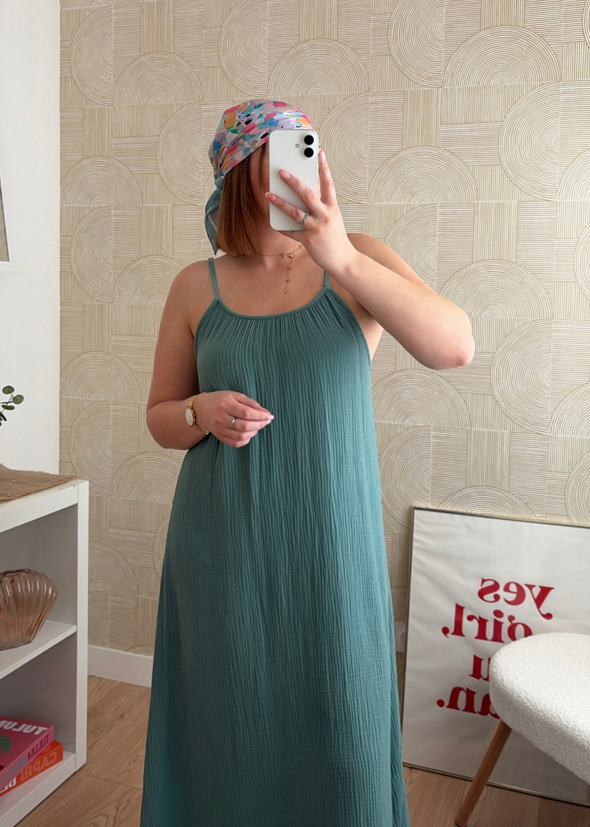 Robe longue céladon - NAOMIE