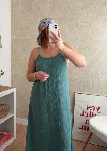 Robe longue céladon - NAOMIE