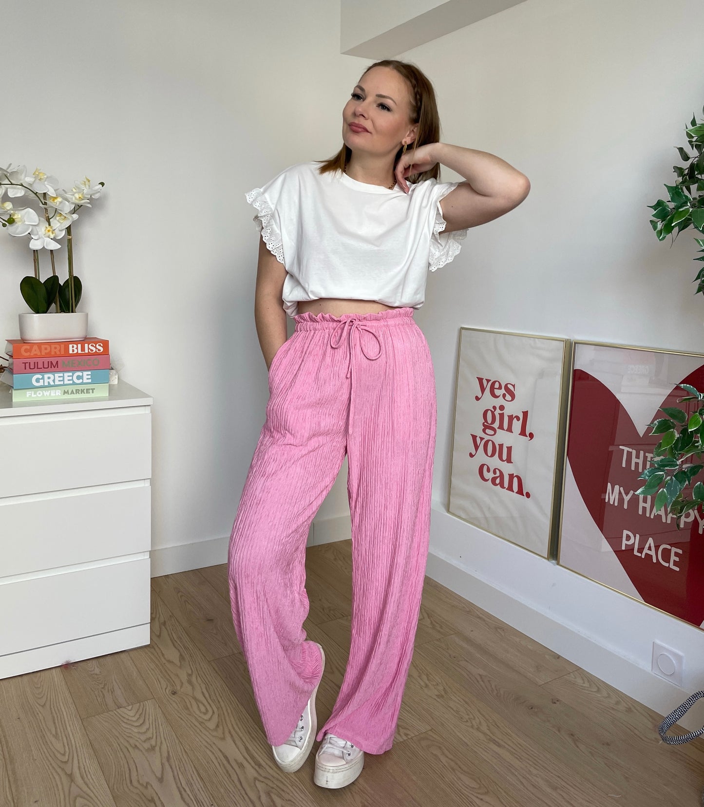 Pantalon fluide rose PERLA