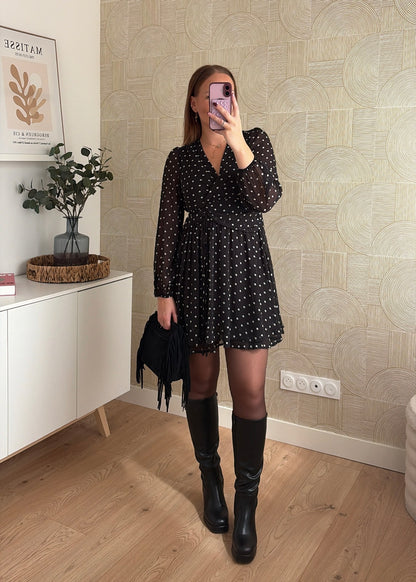 Robe noire à pois - CASSIE