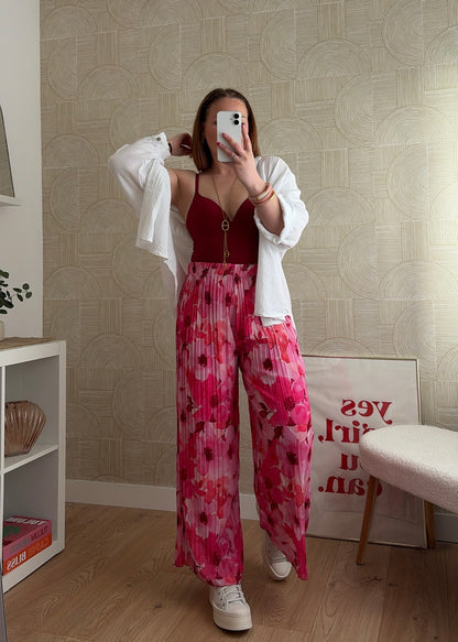 Pantalon plissé rose - NINA