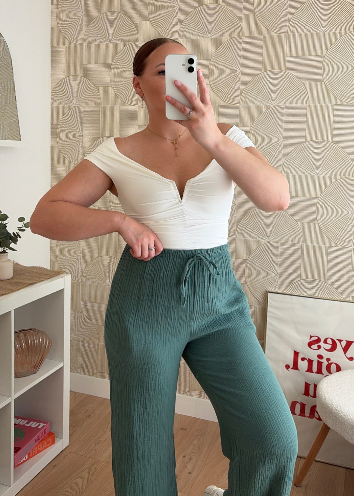 Pantalon céladon - GAZE DE COTON
