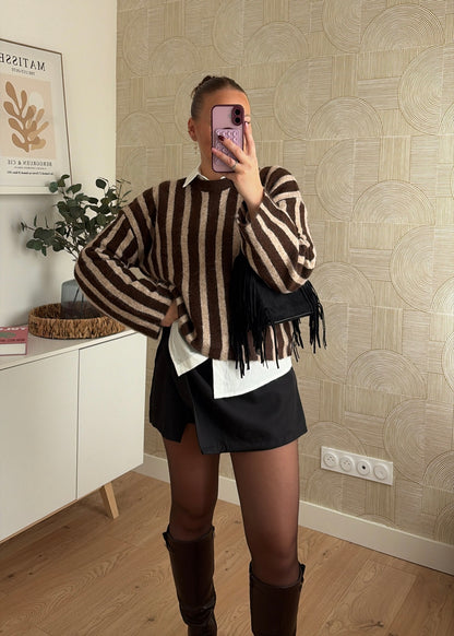 Pull choco rayures - AMOR