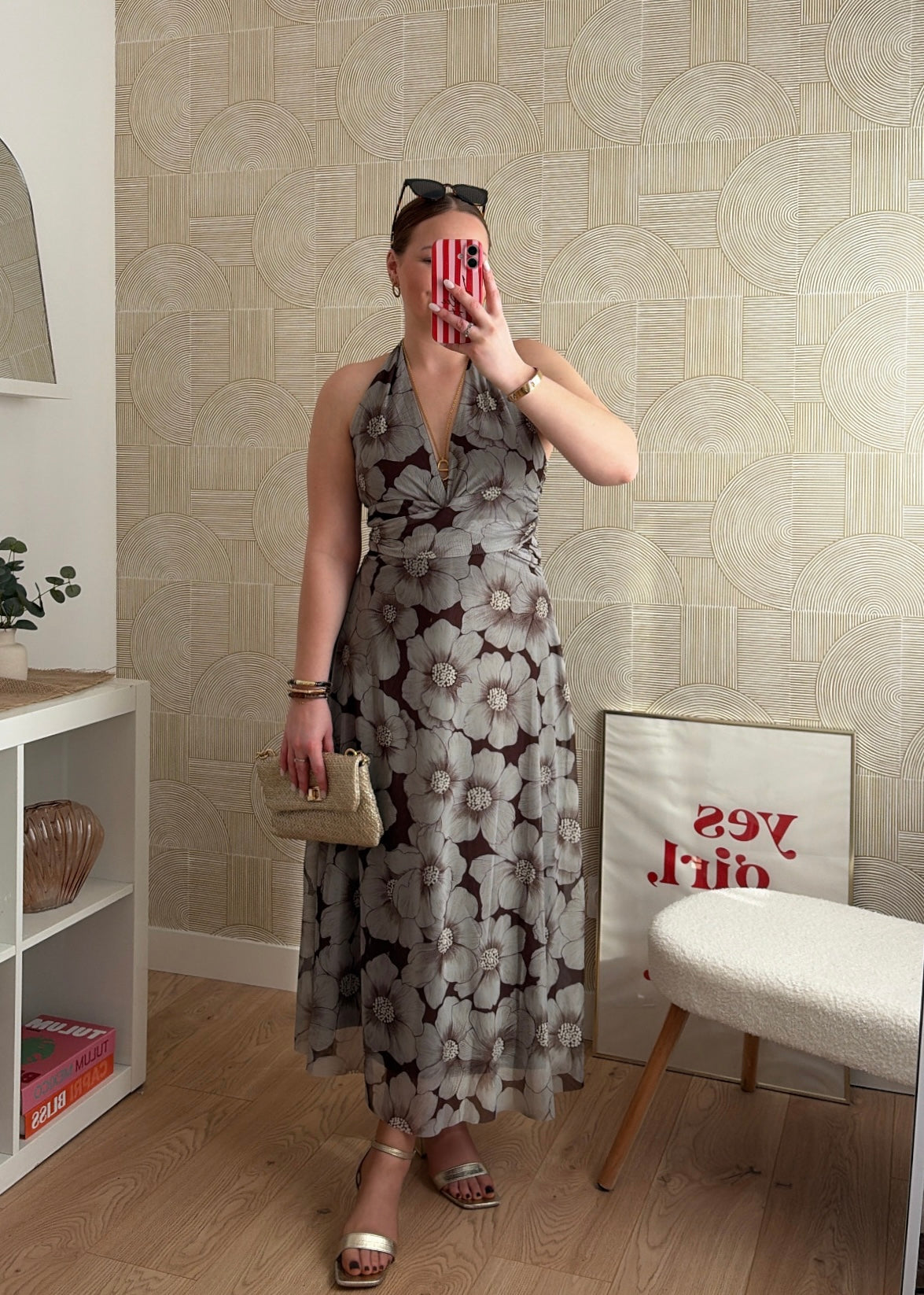 Robe longue marron - FLOWERS