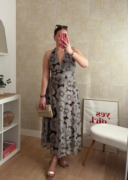 Robe longue marron - FLOWERS