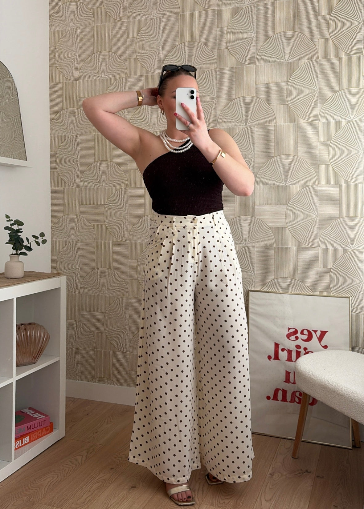 Pantalon beige/choco - POIS
