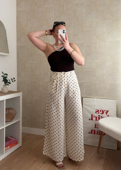 Pantalon beige/choco - POIS