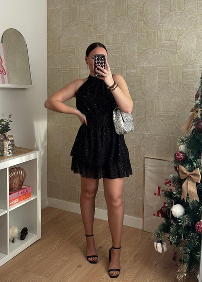 Robe courte noire "LA FLAMBOYANTE"