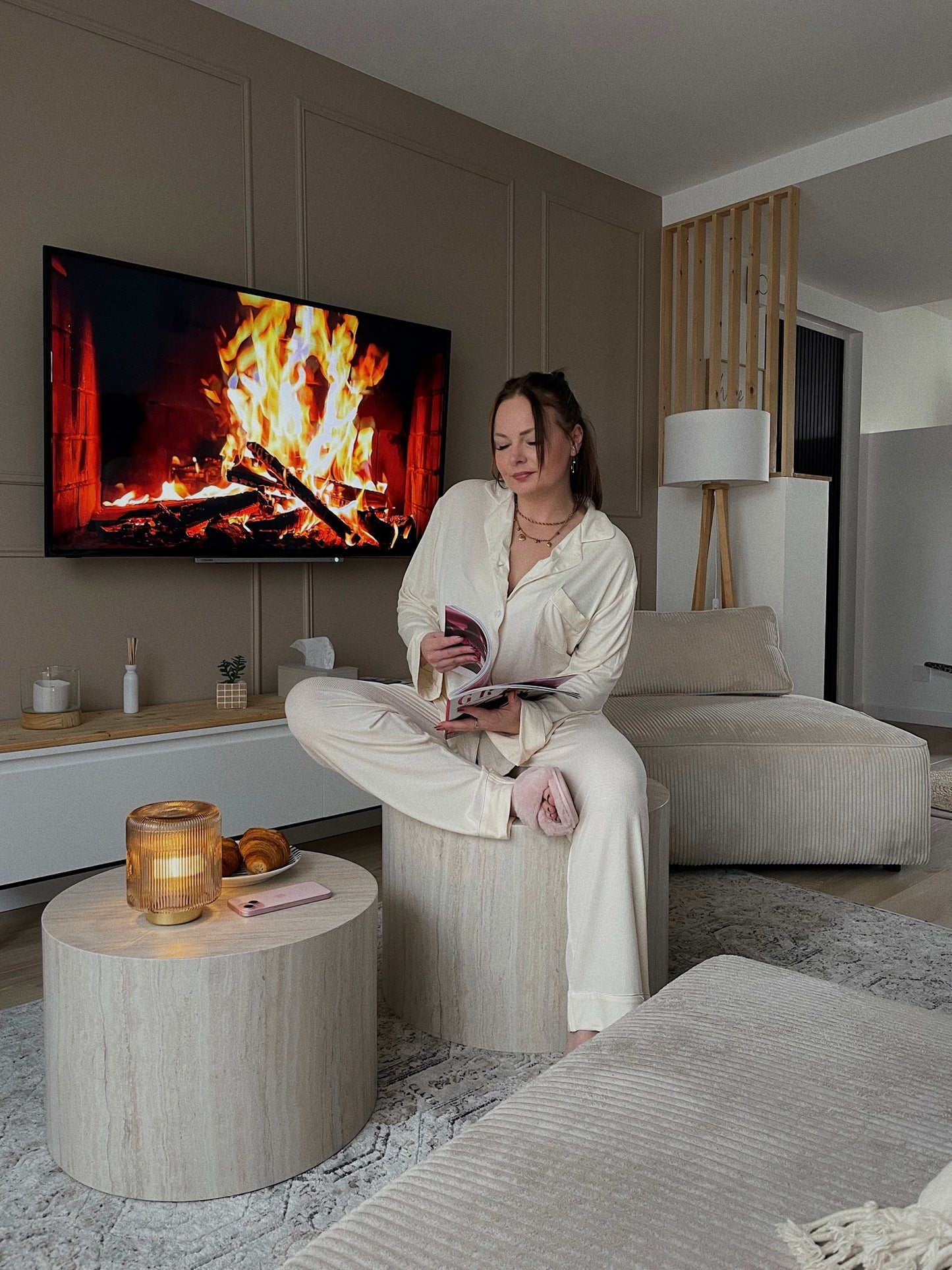 Ensemble de pyjama écru - CÔTELÉ