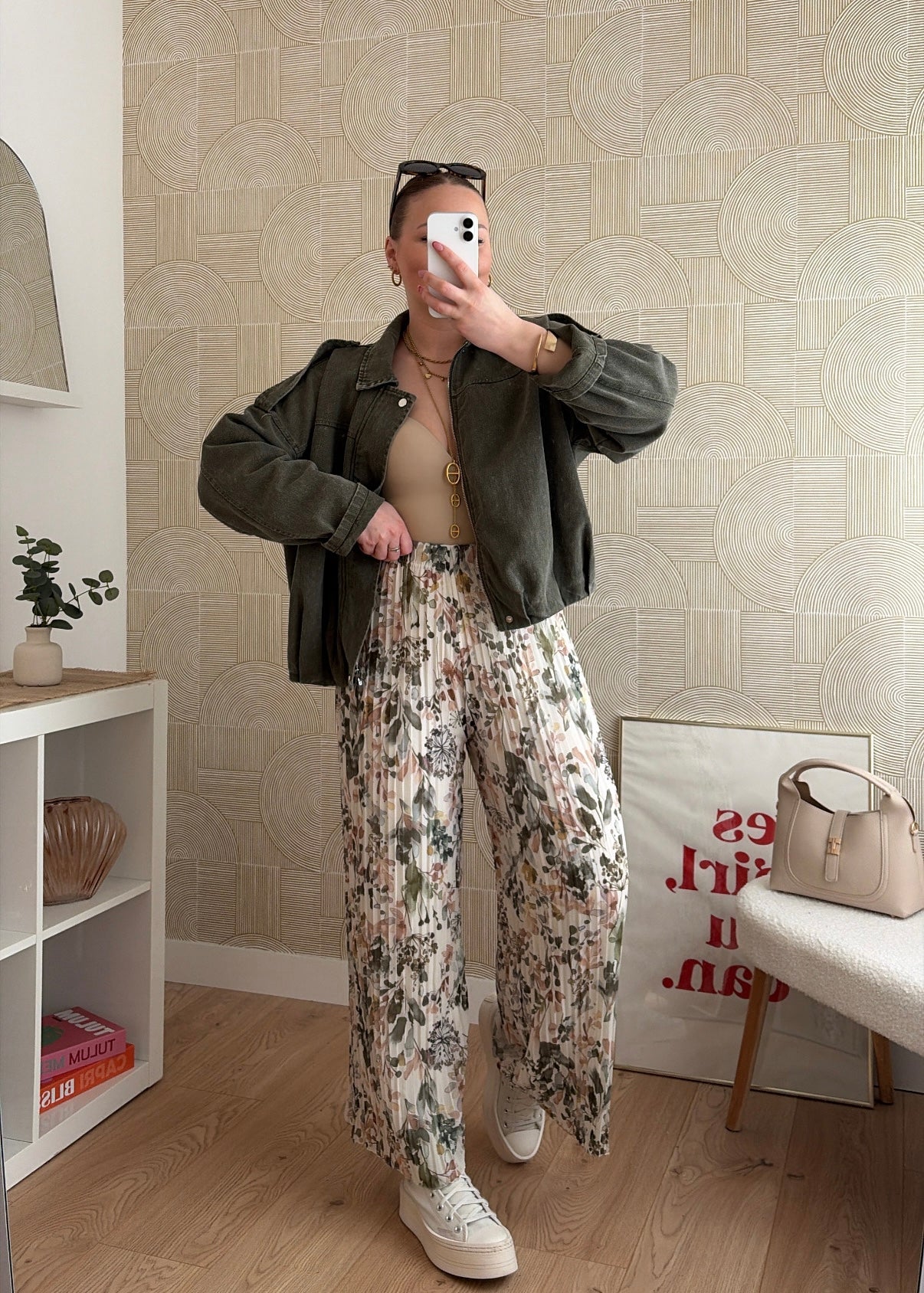 Pantalon plissé à motifs kaki - HIRMA