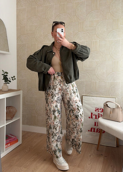 Pantalon plissé à motifs kaki - HIRMA