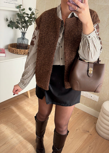 Veste bouclette choco - AMBER