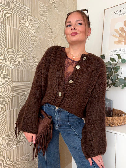 PRÉCOMMANDE / Cardigan maille choco - CLAUDIA
